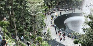 people gathering in Singapore airport